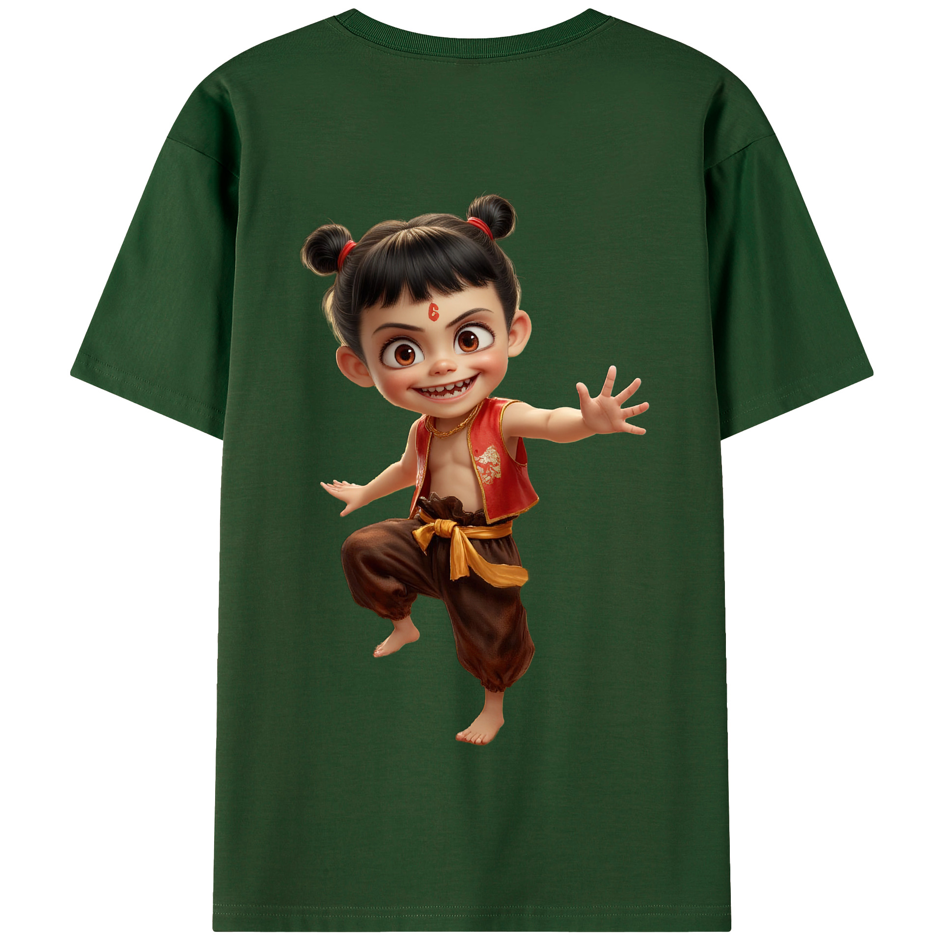 （画像用） Ne Zha 2 ナタ 魔童の大暴れ 綿100％半袖Tシャツ（背面プリント）